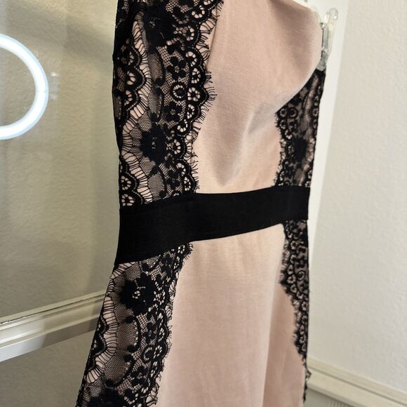 Dusty Rose & Black Lace Strapless Short Party Dress Womens juniors Large - Picture 6 of 11